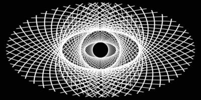 White circle lines pattern on black background, illustration style. vector