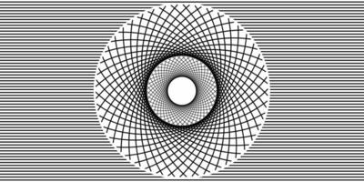 Circular line pattern illustration in black and white, isolated on white background. vector