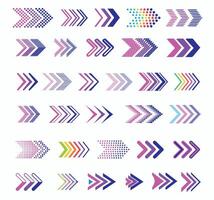 Arrow set rainbow color illustration. Arrow symbol collection point to the right isolated on white background. vector