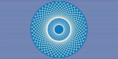 White circular line pattern illustration on blue background, isolated on white background. vector