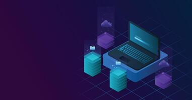 Document management and Data transfer through cloud technology. vector