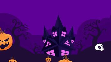 Halloween Background with pumpkins and a castle animation video