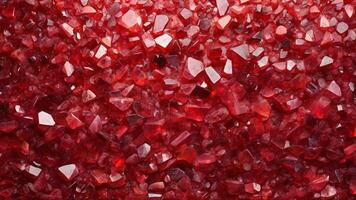 top view abstract dense arrangement ruby crystal background. photo