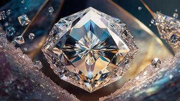 Crystal clear diamond details. close up. photo
