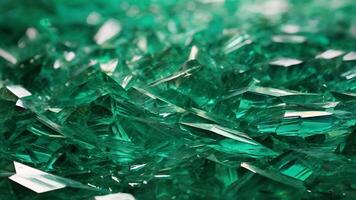 Green crystal background. Macro shot of emerald gemstone texture. photo