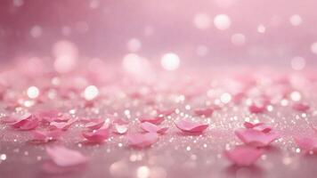 pink flower petals pink soft bokeh shine glitter background. photo