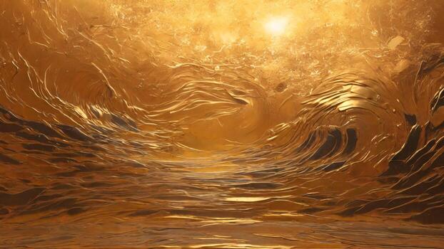Rough textured surface with wavy abstract golden background. photo