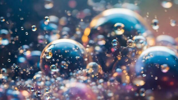 Ocean underwater multiple bubbles background. photo