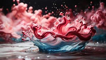 Abstract background of pink ink in water. Ink swirling in water. photo