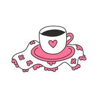Cup with saucer on Openwork Napkin vector