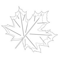 Simple and relaxing fall-themed coloring page featuring a detailed maple leaf outline. Perfect for kids and adults to color and enjoy. vector