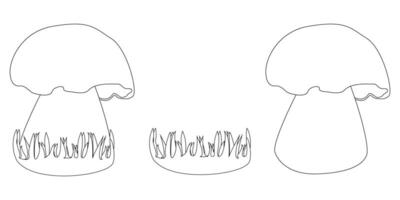 Simple mushroom coloring page with grass, ideal for kids and nature-themed activities. Perfect for creative, educational projects. vector