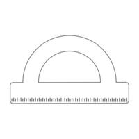Simple black and white illustration of a protractor combined with a ruler, ideal for a back-to-school themed coloring page. vector