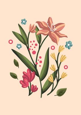 orange flower and leaf illustration