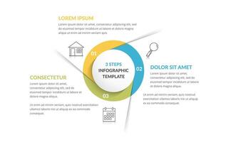 Circle infographic template with three steps or options vector