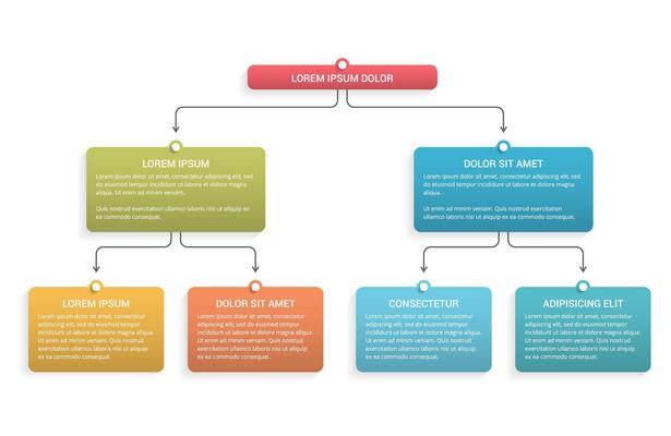 Flowchart with 3 levels, infographic template