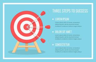 Target with three arrows, three steps to your goal vector