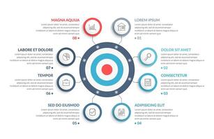 Target with eight elements for your text and icons, infographic template vector