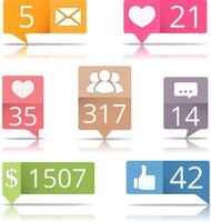 Buttons with counters set for blog, web site, social media design vector