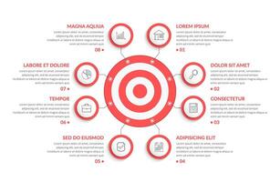 Red target with eight elements for your text and icons vector