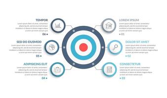 Target with six elements for your text, infographic template vector
