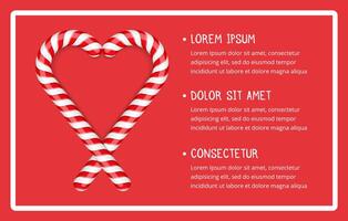 Two candy canes on red background with white frame and place for your text vector