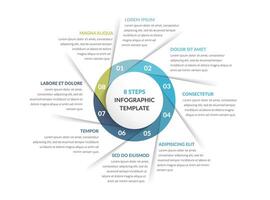 Circle infographic template with eight parts vector