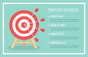 Target with four arrows, four steps to your goal, infographic template vector