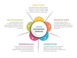 Circle diagram template with five parts vector