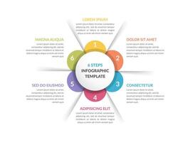 Circle diagram template with six steps or options, infographic template vector