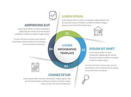 Circle infographic template with four steps or options vector