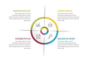 Circle infographic template with four steps vector