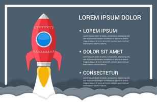 Rocket launch, business or project start-up concept vector