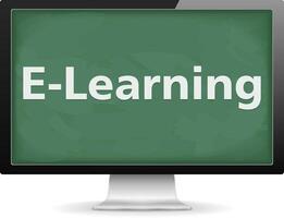 E-Learning concept, computer monitor with blackboard background and E-Learning words vector