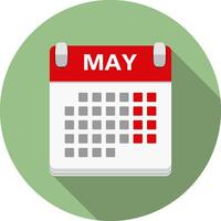 Calendar icon in circle, flat design vector