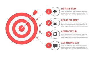 Target with four elements with numbers, icons and text, infographic template for web, business, presentations vector