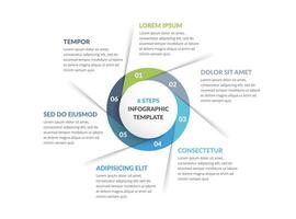 Circle infographic template with six steps or options, workflow, process chart vector