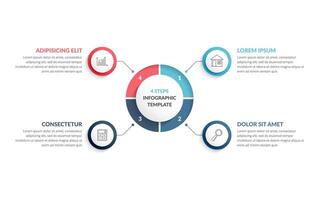 Circle diagram template with four steps or options, process chart, infographic template vector