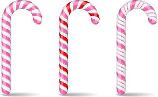 Pink and red candy canes on white background vector