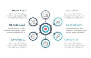 Target with six elements for your text, infographic template for web, business, presentations vector