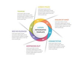 Circle infographic template with six steps or options, workflow, process chart vector