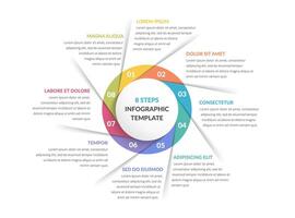 Circle infographic template with eight parts vector