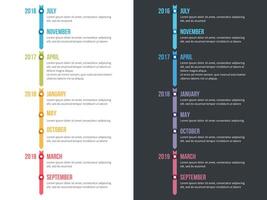 Vertical timeline infographics template with arrows vector