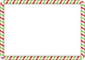 Frame made of candy cane, red and green colors vector