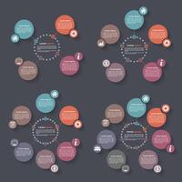 Circle infographics design templates set, four, five, six and seven steps or options vector