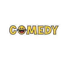 Comedy Funny Smiling Face Character Text Based Logo Design. vector