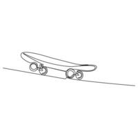 Skateboard continuous line art drawing. Longboard outline . vector
