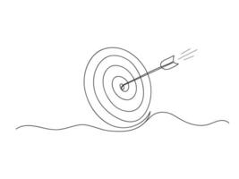 Continuous one line drawing arrow target isolated illustration. vector