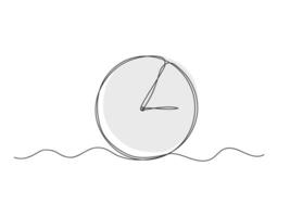 Continuous one line drawing clock timer isolated illustration. vector