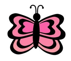 Pink Butterfly with abstract ornament design wings. Insect element. illustration isolated on white background. vector
